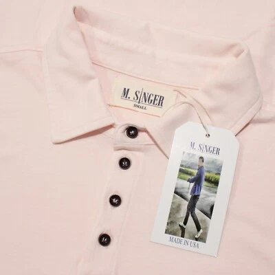 M. Singer 全新带标签短袖 Polo 衫 S 码纯色粉色 100% 棉 — 第 1/4 张图片