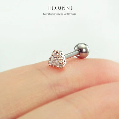 16g Triangle cartilage earring, tragus helix conch ear studs, labret stud, 1pc - Image 1 of 4