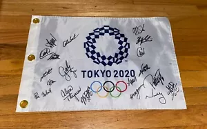 2020 TOYKO OLYMPICS MULTI SIGNED GOLF FLAG COA NELLY KORDA LPGA WOMEN’S 18 SIGS - Bild 1 von 3