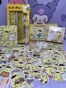 POMPOMPURIN Juego de Papelería Estuche de Lápices Pegatinas Conjunto de Plumas Paquete Amarillo Regalo Sanri - Imagen 1 de 10