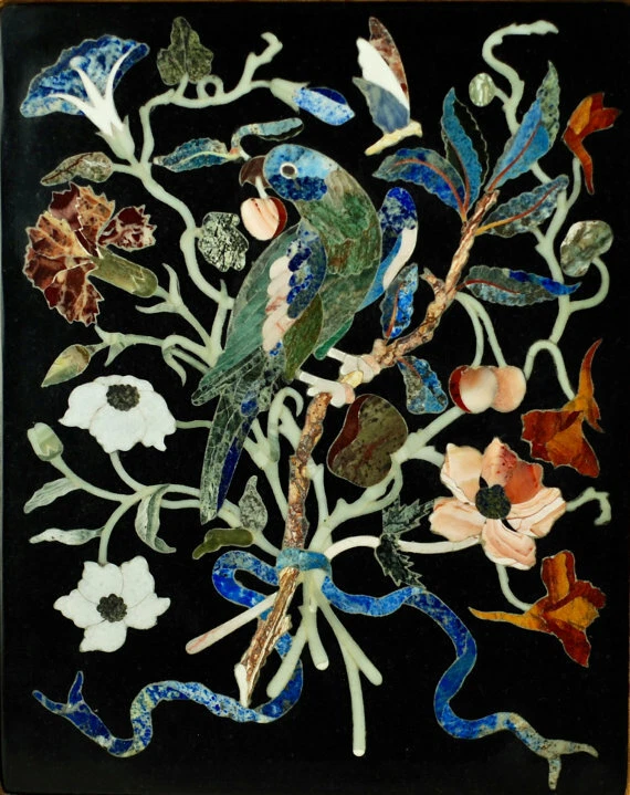 18" x 15" Marble coffee corner Table Top stones Inlay pietra dura art Work decor - Image 1 of 1