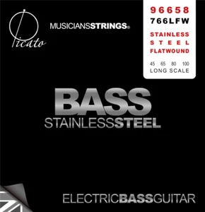 Picato 96658 Stainless Steel Flatwound 4-String Bass strings 45-100 - Picture 1 of 2