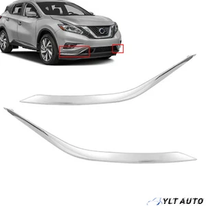 Fits Nissan Murano 2015-2018 Pair Chrome Front Bumper Molding Trim Cover L+R - Picture 1 of 10
