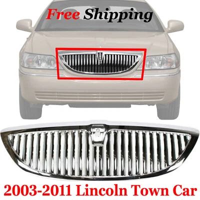 For 2003-2011 Lincoln Town Car Front New Grille Grill Chrome Plastic FO1200403  Foto 1 de 4
