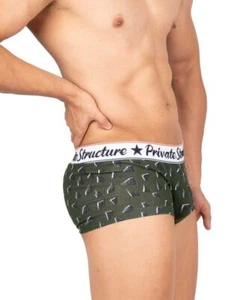 Private Structure Classic Motif Cotton Boxer Trunk Fragments Basil Green 4592 11 - Picture 1 of 9
