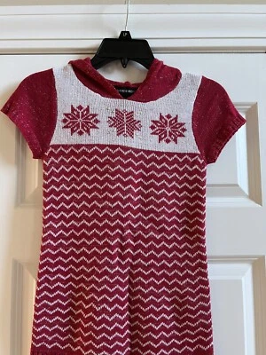 Sweater Project Kids ~ girls M 10/12 Knit  Xmas sweater Dress ~ Red White - Image 1 of 3