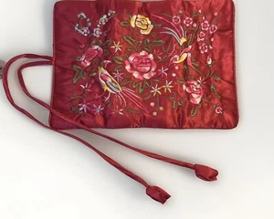 NEW Travel Jewelry Pouch Travel Pouch RED Embroidery NWT - Picture 1 of 10