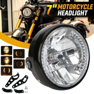 Motorcycle 6.5'' LED Headlight W/ Bracket Universal For Harley Cafe Racer Bobber - Picture 1 of 9