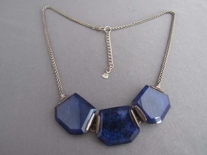 COLLAR COLLAR LAPISLÁZULI DOBLE CADENA ESPIGA SILPADA ESTERLINA VINTAGE - Imagen 1 de 7