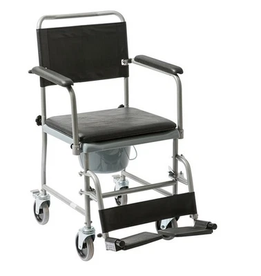 Toilettenrollstuhl standard Toilettenstuhl mit Rollen schwenkbare Armlehnen - Bild 1 von 4