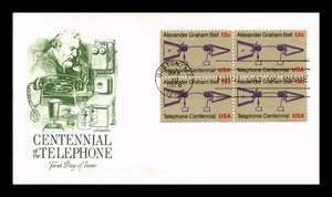 DR JIM STAMPS US COVER TELEPHONE CENTENNIAL FDC BLOCK OF 4 ARTMASTER - Picture 1 of 2