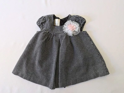 Laura Ashley 尺寸 24 个月伦敦婴儿粗花呢女孩秋冬黑色白色连衣裙  — 第 1/4 张图片