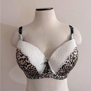 Sujetador Victoria Secret Blanco Encaje Tostado Marrón Jaguar Estampado Leopardo 38DD NUEVO SIN ETIQUETAS - Imagen 1 de 3