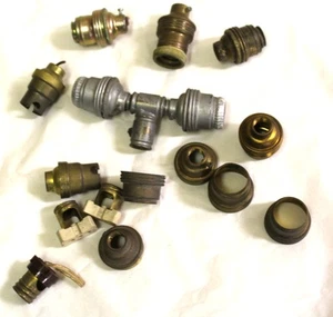 Vintage European Sockets ,brass ,Candelabra ,Some are Bayonet style,extra parts - Picture 1 of 5