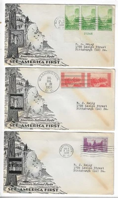 FDC's  #740-49    National Parks   -- Linprint  --  DC cxls - Image 1 of 4