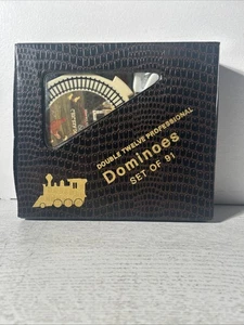 Double Twelve Professional Dominoes Marbelized Set of 91 in Vinyl Snap Case - Picture 1 of 8