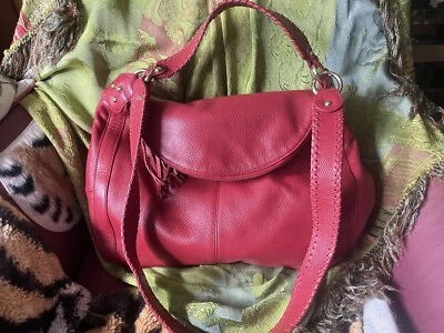 $650 ONNA HONESTO ~ BOLSO ROJO "rachel" ~ hombro cremallera holgado hobo bandolera de mano Foto 1 de 4