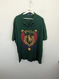 Ralph Lauren Polo Shirt Mens Size 2xl Green Uni Crest Classic Fit Cotton Rare - Picture 1 of 10