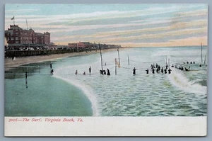 The Surf Virginia Beach Virginia Beach Azione Nuoto nel Surf VA cartolina D4 - Foto 1 di 2