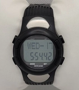 Mens Medline Heart Rate Monitor Pedometer Black Resin Digital Watch K2 - Picture 1 of 9