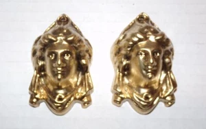 2 ORIGINAL MANTEL CLOCK CASE BRASS ORNAMENT PART ANGEL STATUE - Picture 1 of 4