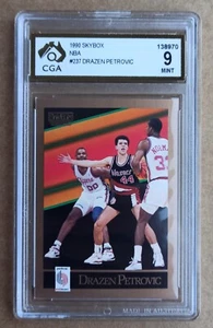 Drazen Petrovic Skybox Rookie RC 1990/91 - Card #237 CGA 9 MINT not PSA - Picture 1 of 2