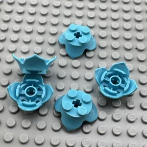 LEGO Plant Part - Medium Azure - Leaves 2 x 2 with 4 Petals Axle Hole - QTY x5 - Picture 1 of 1