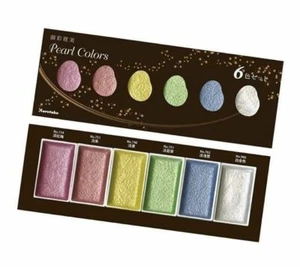 ZIG Kuretake Gansai Tambi Metallic Watercolour 6 colours set Pearl Colours - Picture 1 of 1