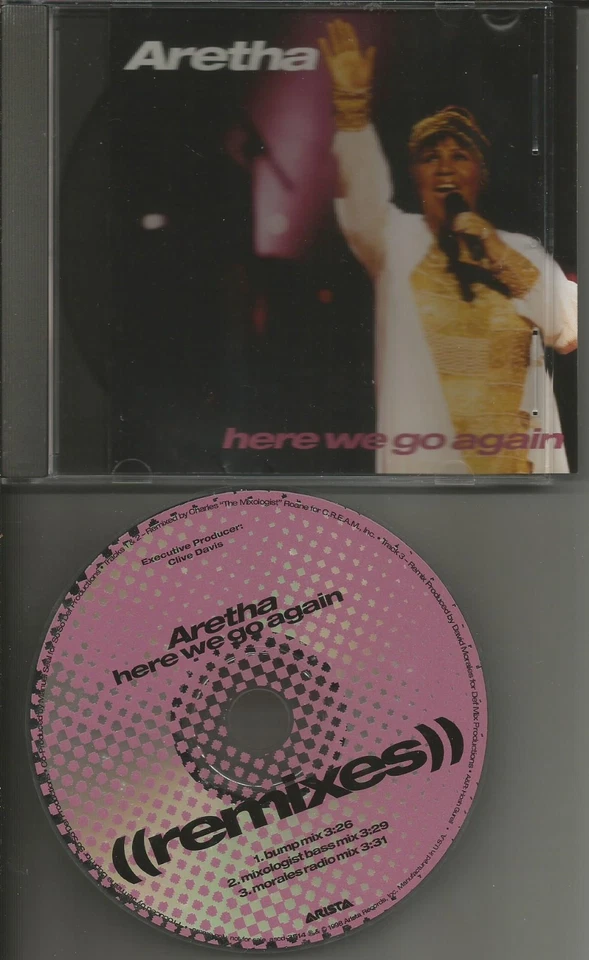 ARETHA FRANKLIN Here we go again 3TRX RARE REMIXES & BASS MIX PROMO DJ CD Single - Image 1 of 1