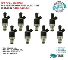 8x Reman Fuel Injectors OEM Rochester P#17102119 91-93 Cadillac DeVille 4.9L V8