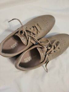 SAS Womens Size 8.5 WW Free Time Comfort Shoes Taupe Brown Leather Casual Shoes