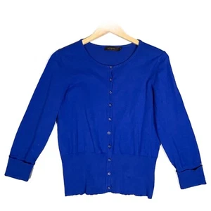The Limited Blue Button Down Cardigan Sweater Sz L Office Career Long Sleeve - Picture 1 of 14