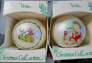 2- Vesta Edizione Limitata Collezione Natale Palline Ornamenti Bambina con Topi Gattino - Foto 1 di 8