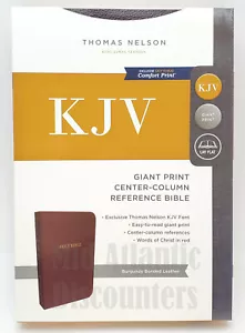 Thomas Nelson King James Lay Flat Holy Bible Large Print Burgundy Leather KJV - Picture 1 of 4