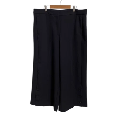 Pantalones al tobillo Ann Taylor "The Marina" pierna ancha tiro alto azul marino talla 14 nuevos con etiquetas Foto 1 de 4