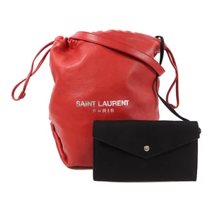 SAINT LAURENT YSL SHW Bucket Shoulder Bag 538447 Calfskin Leather Red - Picture 1 of 12