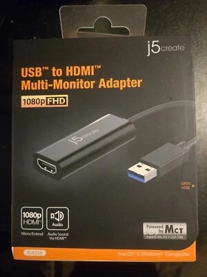 J5create JUA258 USB to HDMI Multi-Monitor 1080p FHD Adapter For Windows & MacOS - Image 1 of 3