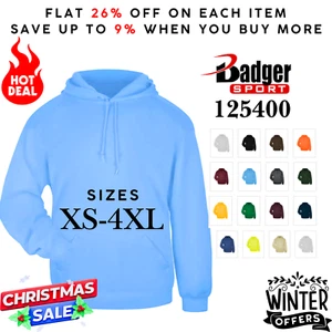 Badger 125400 Mens Long Sleeve Loose-Fit Warm Comfortable Pullover Hoodie - Picture 1 of 20