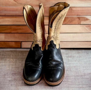 Herren Arbeitsstiefel schwarz Markenlos 11 D gebraucht Kalbsleder Stierfell Absätze Leder - Bild 1 von 4