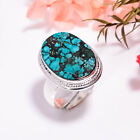 Tibetan Turquoise Vintage Handmade 925 Sterling Silver Ring Adjustable Rg_5423