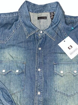 Structure Denim Long Sleeve SHIRT  Western Pearl Snap Closure XXL NWT B18-14 - Image 1 of 4