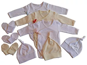 Adorable Newborn Cotton Romper Set - Long Sleeve Bodysuit with Hat & Mittens - Picture 1 of 10