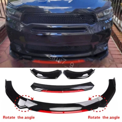 For Dodge Durango SRT Hellcat Black Red Front Bumper Spoiler Lip Splitter Kit - Image 1 of 4