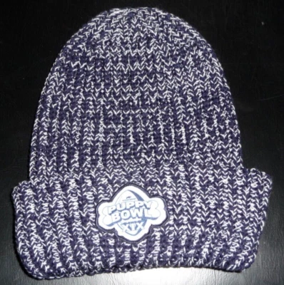 PUPPY SUPER BOWL 19 XIX ANIMAL PLANET Perro Papá Mamá Gorro GORRA ESQUÍ Tejido Sombrero Azul Foto 1 de 3