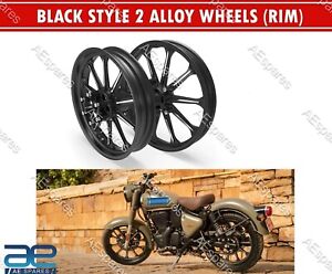 For Royal Enfield New Classic 350 Reborn Black Style 2 Alloy Wheels Rim Dual ECs