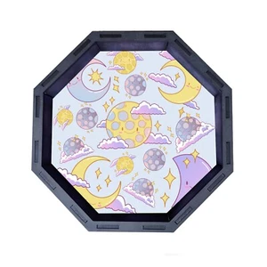Octagon Dice Tray, Cute Kawaii Wooden Rolling Tray for D&D Tabletop Board Games - Picture 1 of 2