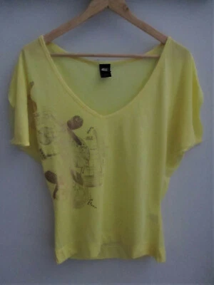T-shirt Donna 55 DSL Gialla con Stampa Oro Taglia S Maniche corte a Pipistrello - Imagen 1 de 4