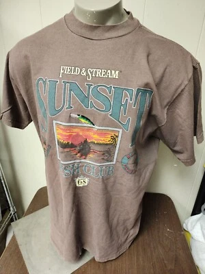 Camiseta De Colección Field & Stream Fish Club Gris Para Hombre LG Con Señuelo Bordado Foto 1 de 4