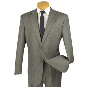 VINCI Men's Gray Textured Weave 2-Button Classic-Fit Suit - NEW - Picture 1 of 71