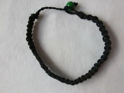 Anklet  Macrame Braided Black Hemp Unisex 12" Eco Friendly USA Seller New - Image 1 of 4